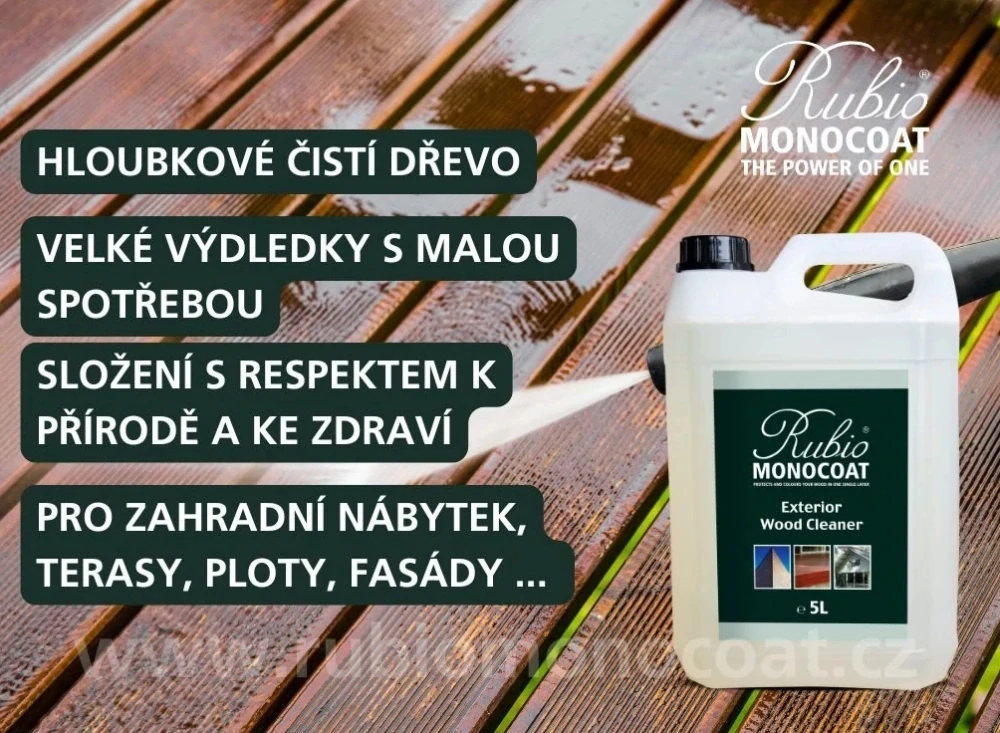 Účínny čistič dřeva v exteriéru- Rubio Exterior Wood Cleaner (5000 ml)