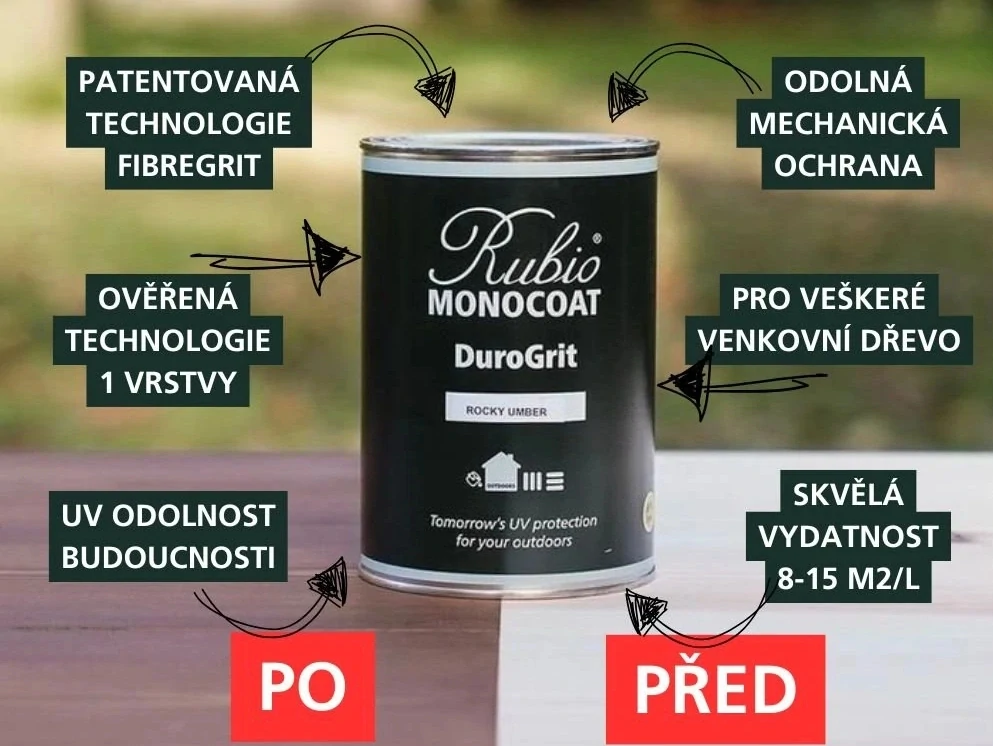 Terasový olej Rubio Durogrit, odolný olej s vysokou UV ochranou, barva Rocky Umber